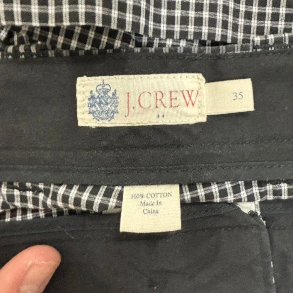 J.Crew Mens Gingham Chino Shorts Navy Blue White Check Cotton Size 35